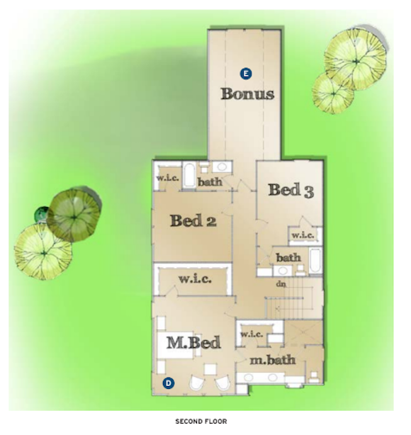Cindy second floor house plan for small footprint by designer Todd Hallett