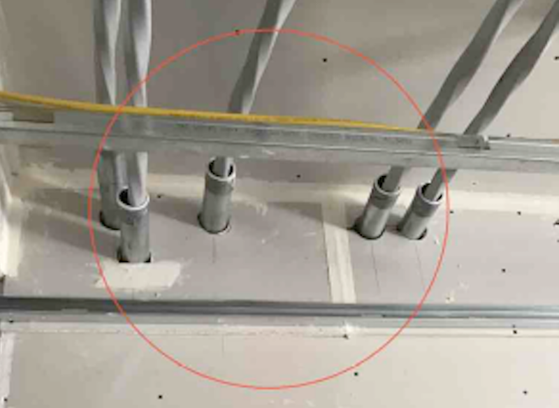 Open conduit penetration on drywall