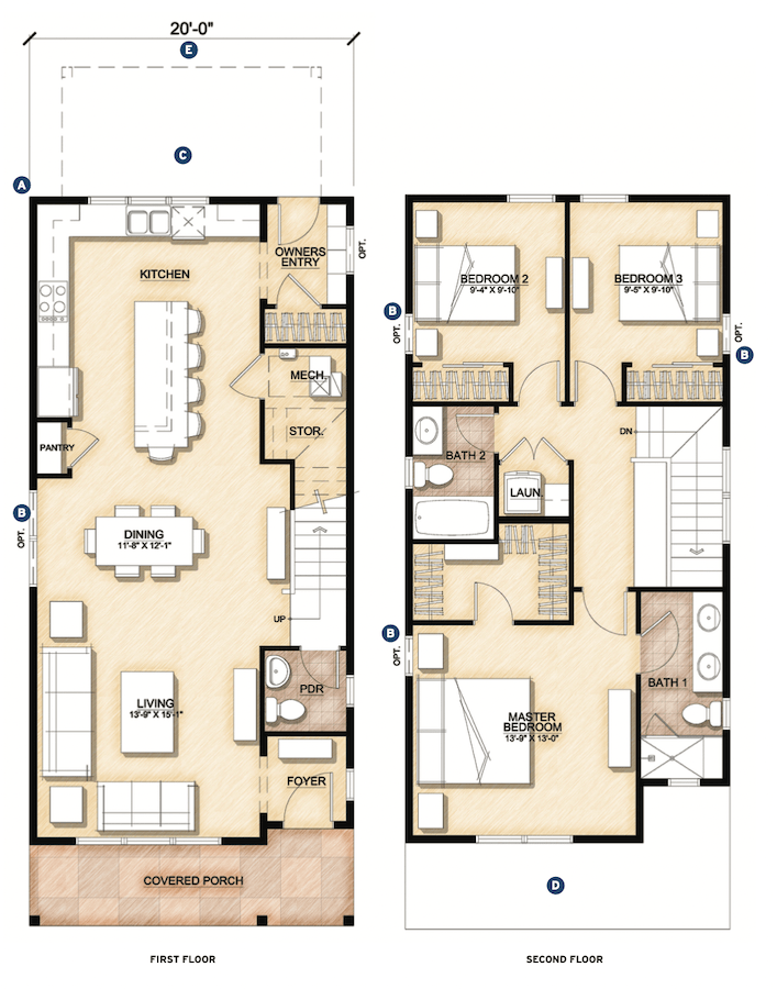 DTJ Design's Cottage Plan 3 single-family home floor plan