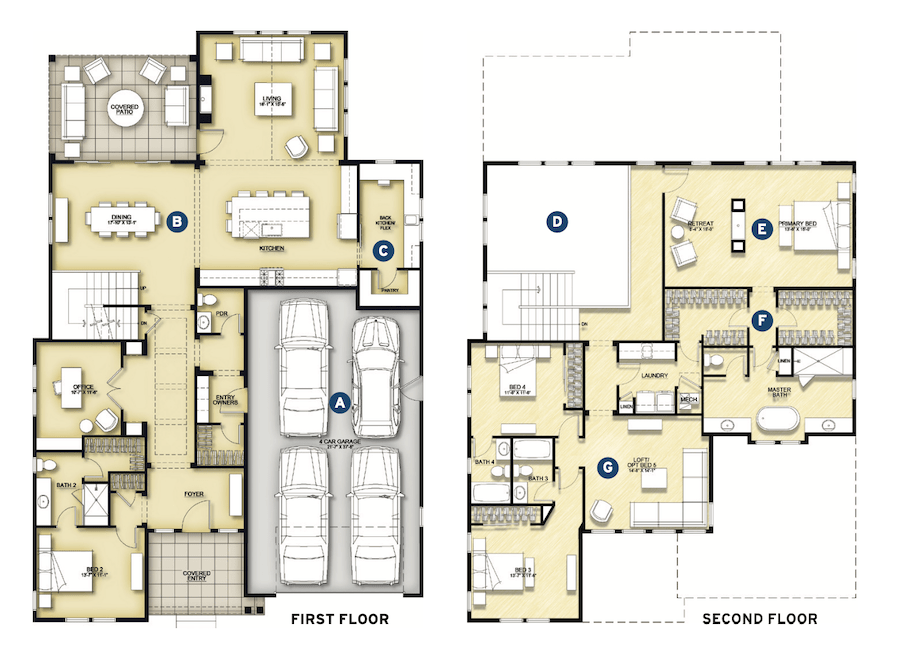 Floor plan for DTJ Designs luxury production home 6150 at Westerly