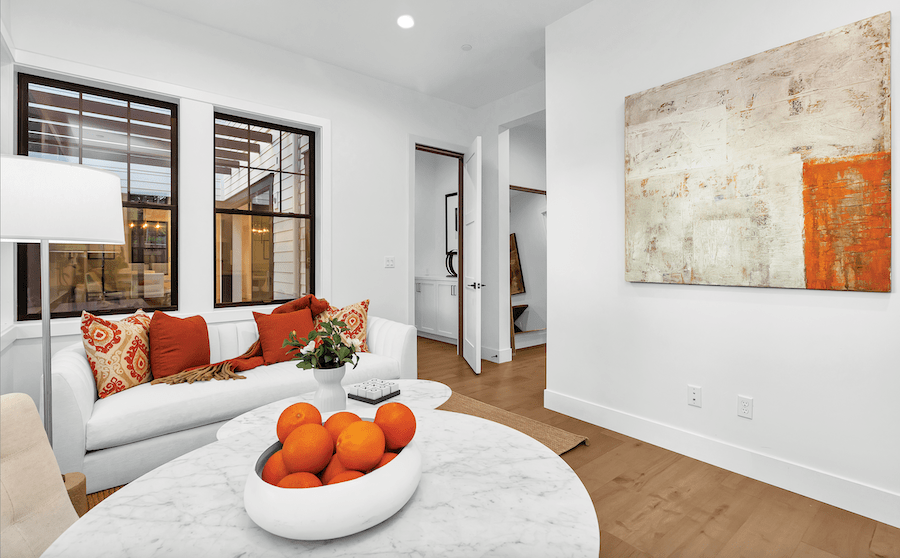 The living room in Dahlin's 20 Cerros Manor ADU design