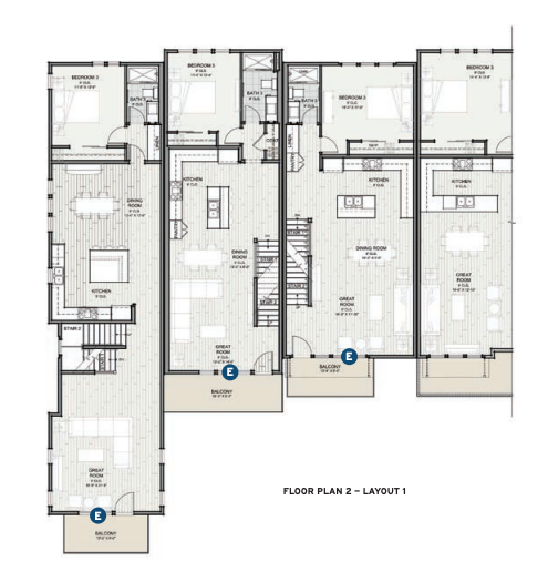 Floor plan 2 for the Prynt townhomes designed by the Dahlin Group 