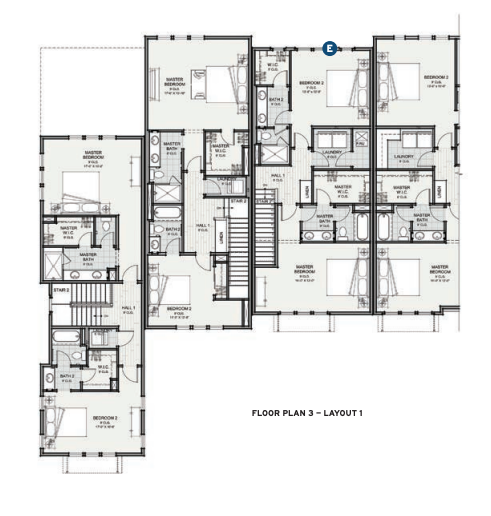 Floor plan 3 for the Prynt townhomes designed by the Dahlin Group 