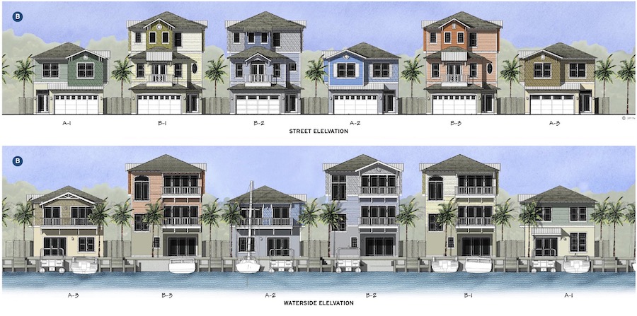 Home elevations for Sunset Inlet, designed by The Evans Group