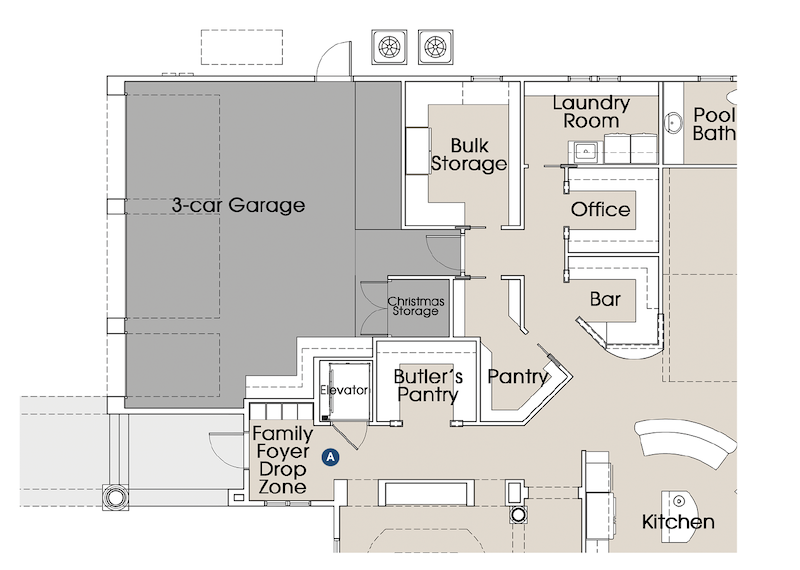 Donald F. Evans custom residence design drop zone floor plan