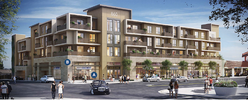 Street view of Eighty-Six Mixed Use design by LCRA
