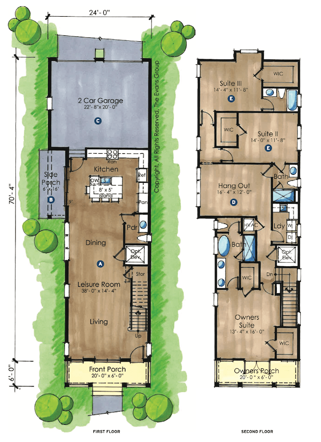The Evans Group design for the Sea Colony Bungalows floor plans