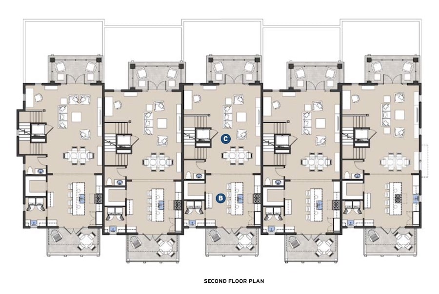 Evans Group design for luxury attached single-family townhomes, plans