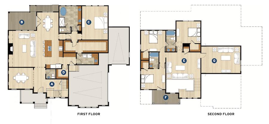 Floor plans for GMD Design Group's luxury production home, The Glenwood