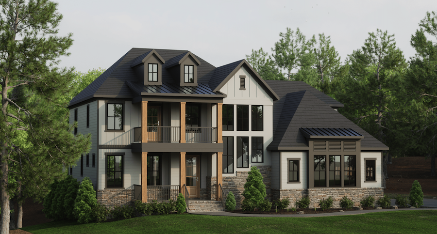 Front elevation of GMD Design Group's luxury production home design The Glenwood