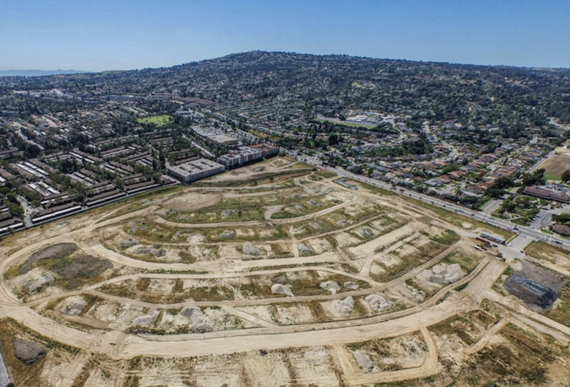 Aerial view of land in San Pedro, Calif., that will be developed by iStar into the Highpark master planned community
