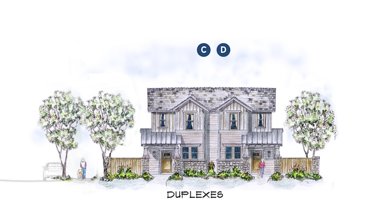Duplex elevations for the Chisolm Trail design by Larry W. Garnett