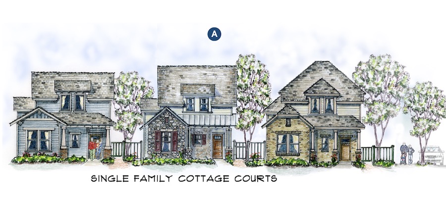 Single-family elevations for the Chisolm Trail design by Larry W. Garnett