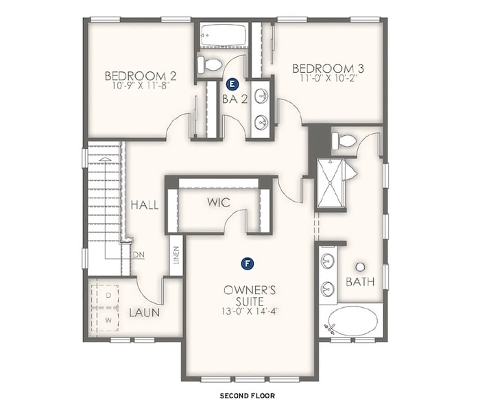 Plan 1 at One 90 by Dahlin Group, second floor plan