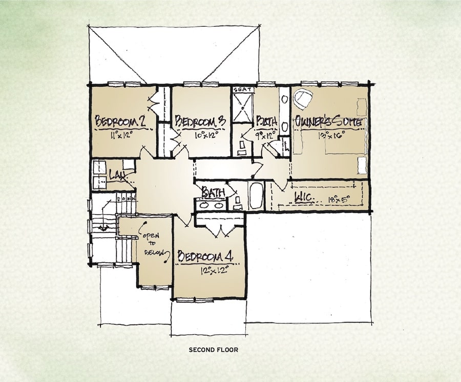 Carolyn house plan design by TK design& Associates, second floor