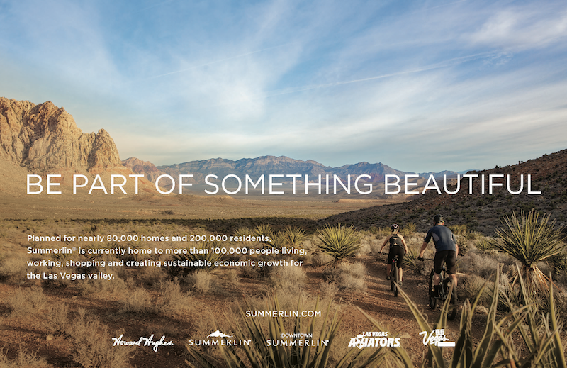 Howard Hughes' Summerlin marketing appeals to healthy lifestyles showing bike riders ourtdoors