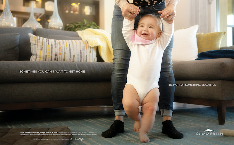 Howard Hughes' Summerlin marketing appeals to human values showing baby taking first steps
