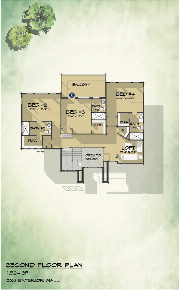 second floor plan of the Janelle luxury home design by TK Design & Associates