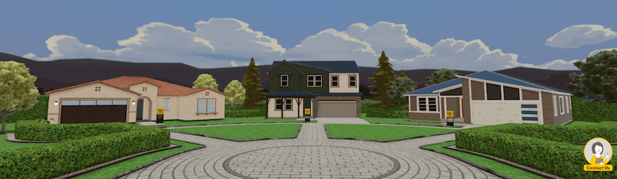 Choosing a home exterior style in the virtual new community of KB Home in the Metaverse
