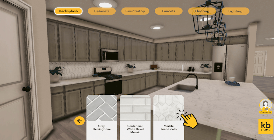 Select materials for your kitchen in the KB Home virtual model in the Metaverse.