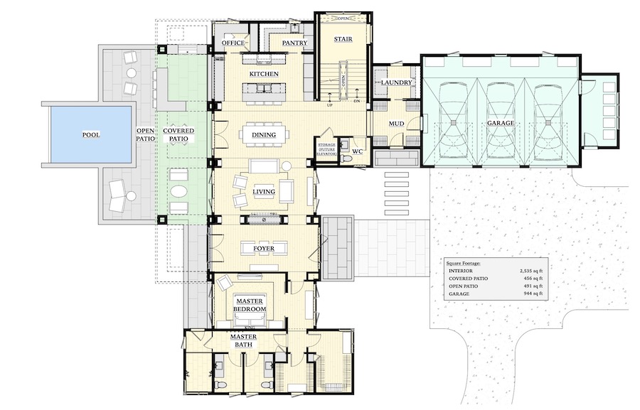Ground-level floor plan of the Kimpton, a 2020 BALA winner