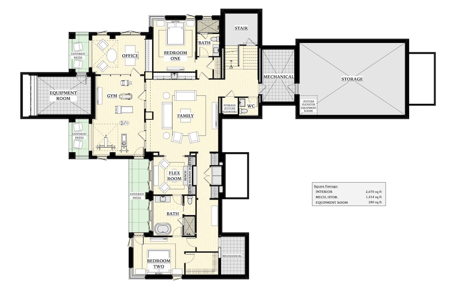 Upper-level floor plan of the Kimpton, a 2020 BALA winner