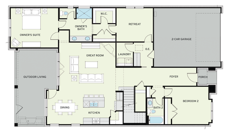 Lowder Homes floor plan with easy living design features