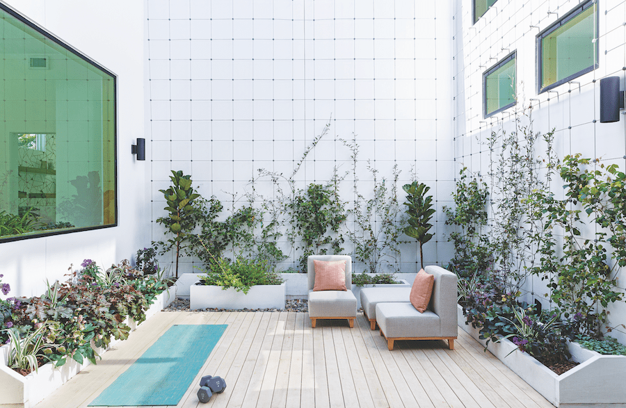Luminosa custom home atrium outdoor living space