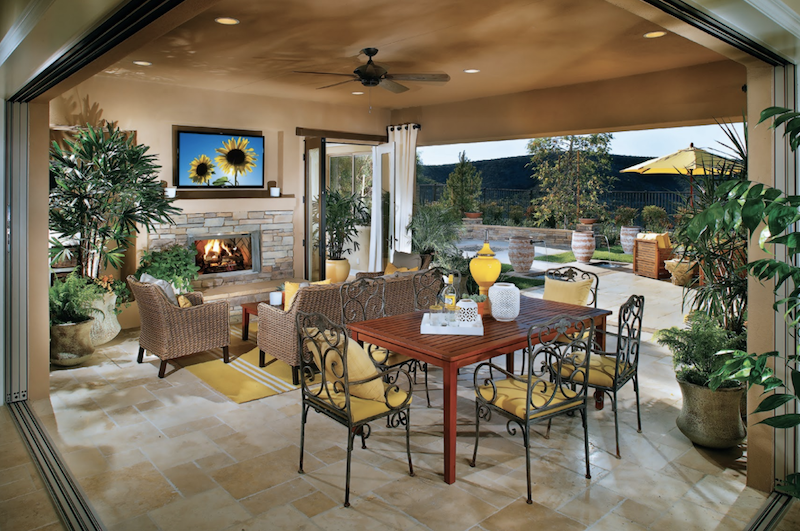 covered outdoor living room at Morador, in San Juan Capistrano, California