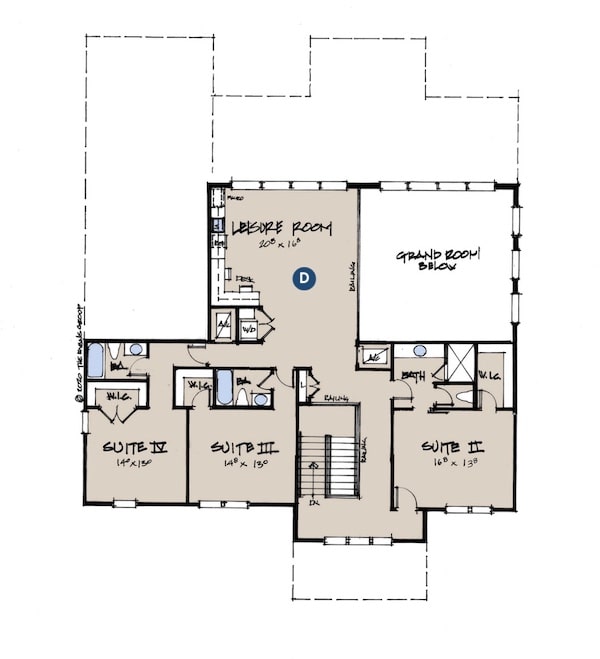 Modern Farmhouse custom home second floor plan