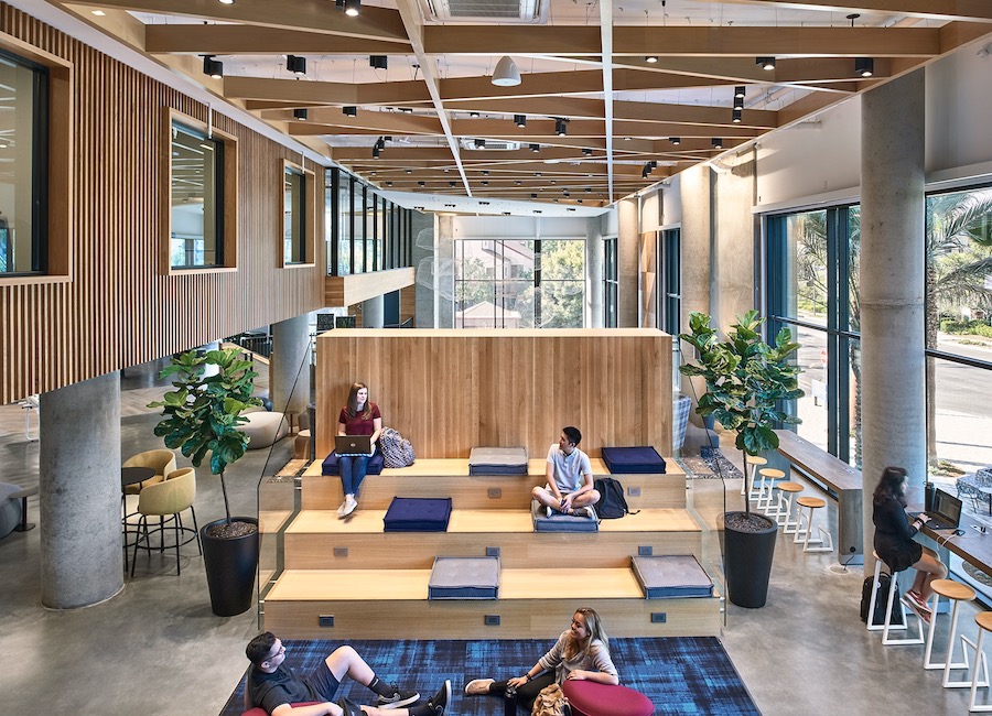 Interior common space at Plaza Verde student housing, a 2020 BALA winner