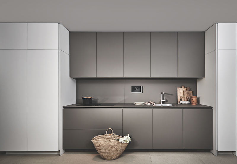 Poggenpohl +Segmento cabinets in gray and white