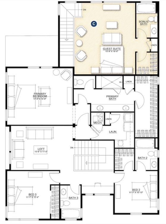 Ridgegate plan 4 second floor guest suite