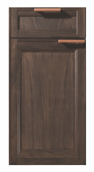 Rutt Handcrafted Cabinetry Exeter cabinet door in a walnut charcoal finish