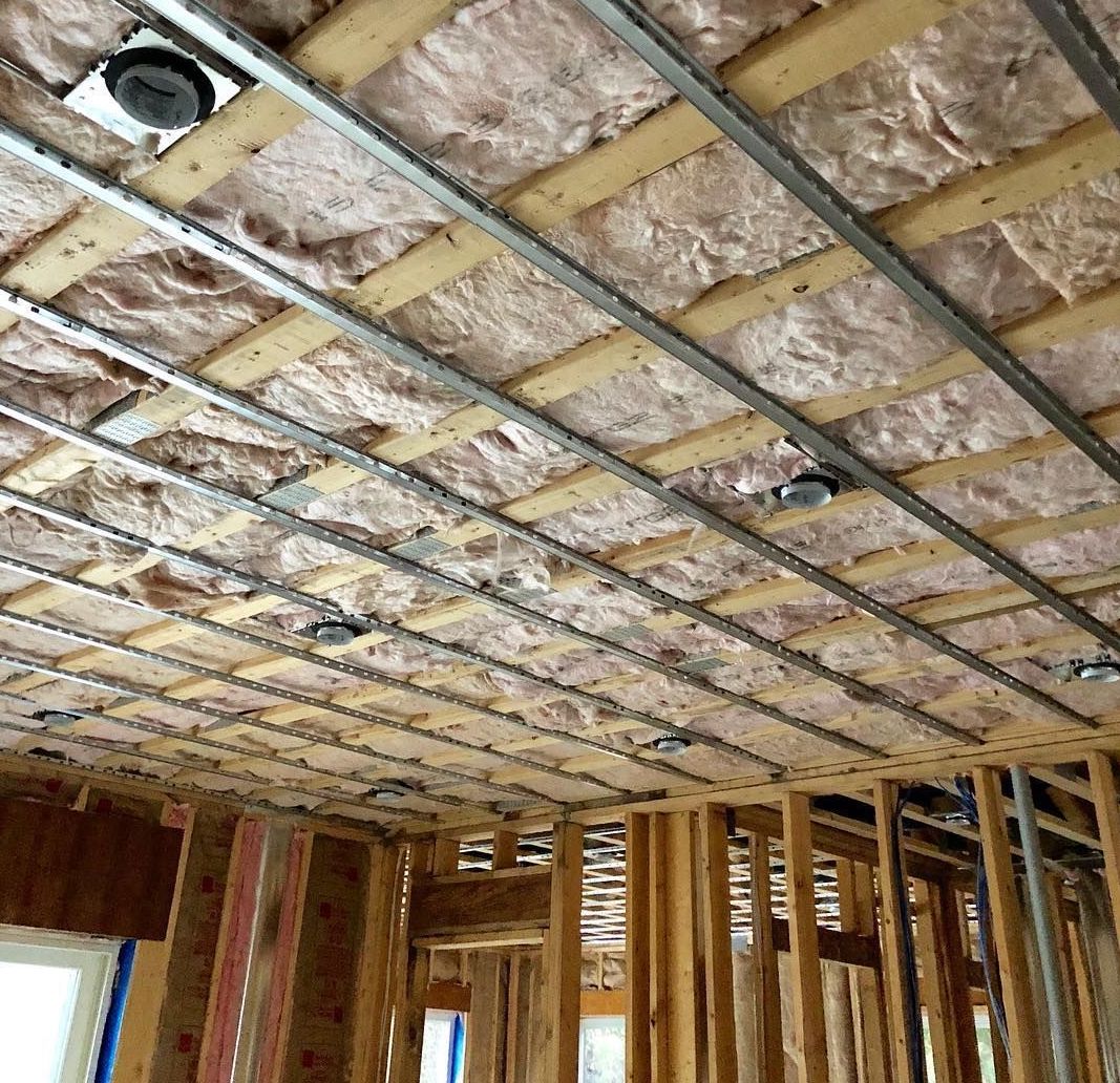 ​   ​Channels on the ceiling is a pre-drywall install best practice