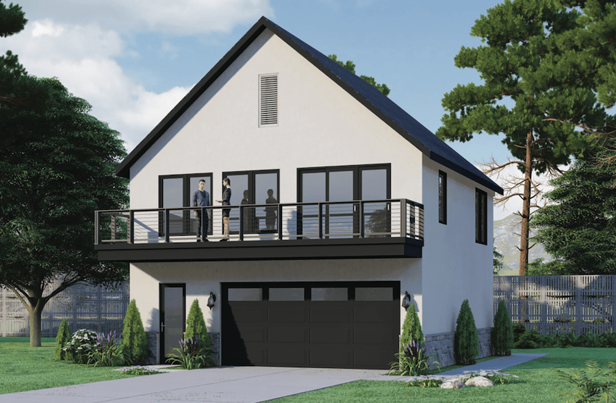Exterior rendering of The Aubrey, a single-family build-to-rent design by TK Design Associates