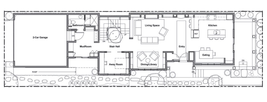 Sarah Susanka home design with up-front kitchen