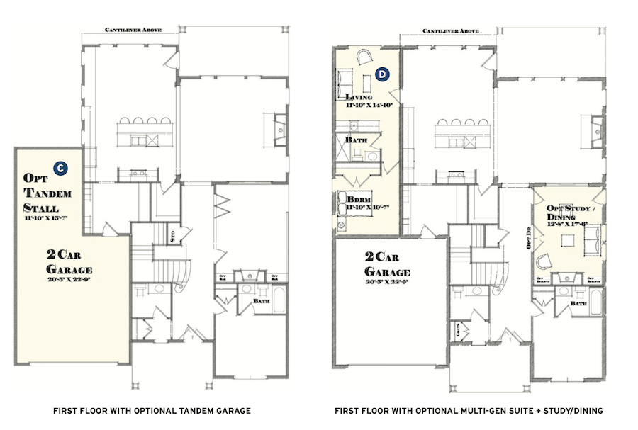 First plan options for TK Design & Associates' Plan 350 multi-gen home