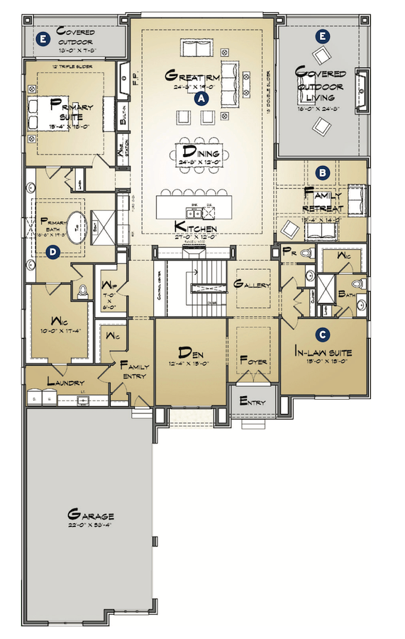 Floor plan for TK Design & Associates' Terra luxury production home