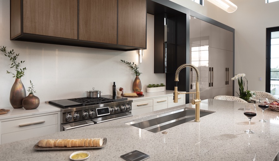 A closeup of the kitchen in The New American Home 2021