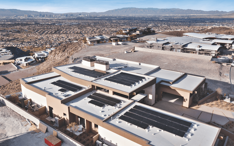 Solar panels on the roof of The New American Home 2024 provide renewable energy
