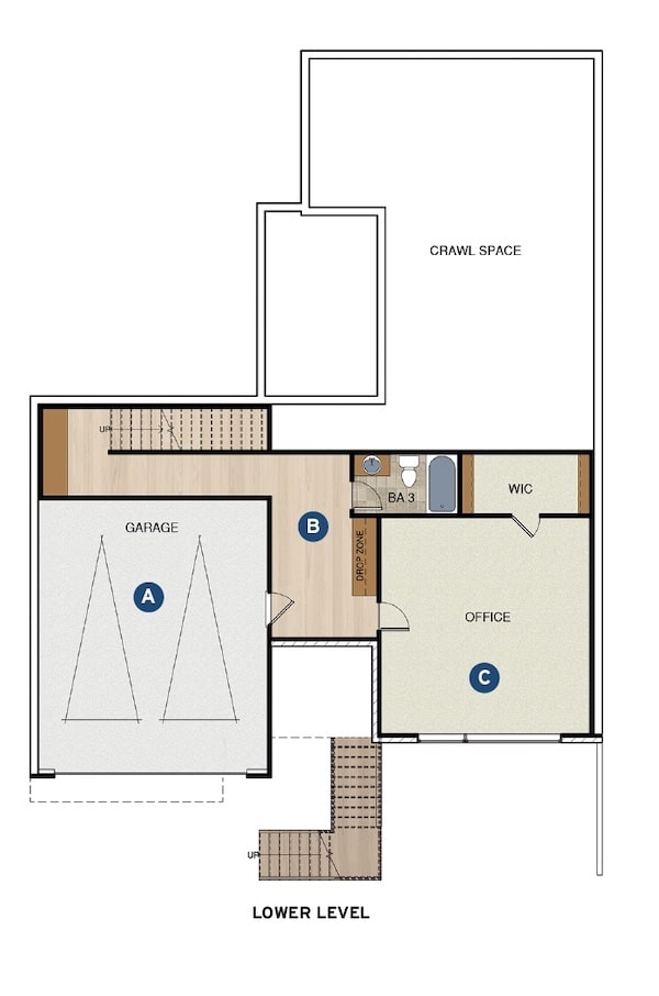 The Carrboro home design, lower-level floor plan