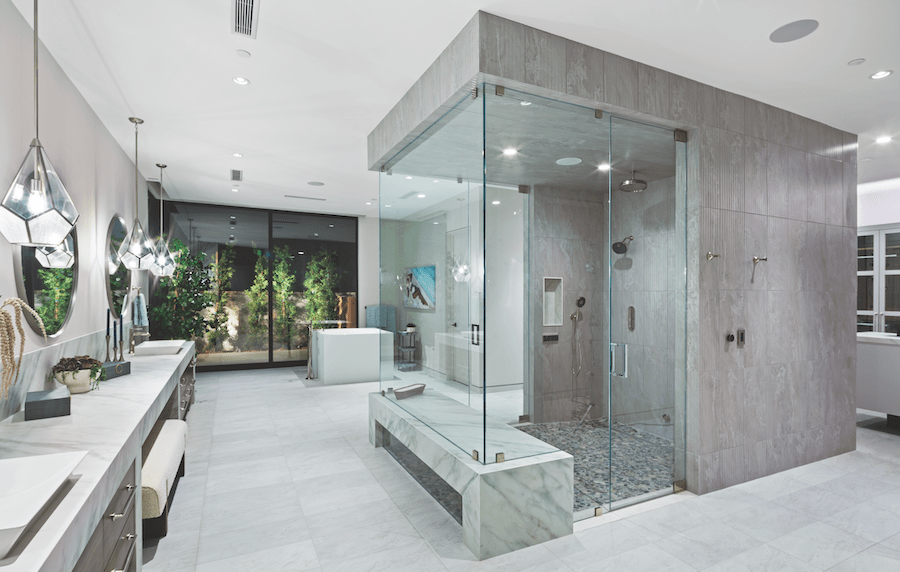 The luxurious shower in the owners suite of The New American Home 2024.