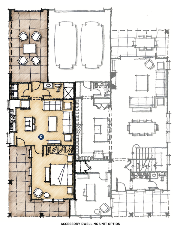 accessory dwelling unit plan for The Union multigenerational house design by DTJ Design