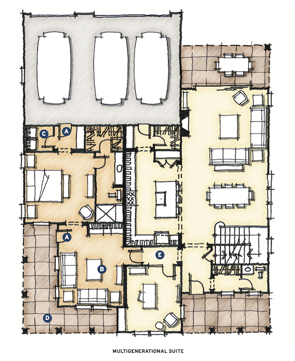 multi-gen suite plan of The Union multigenerational house design by DTJ Design