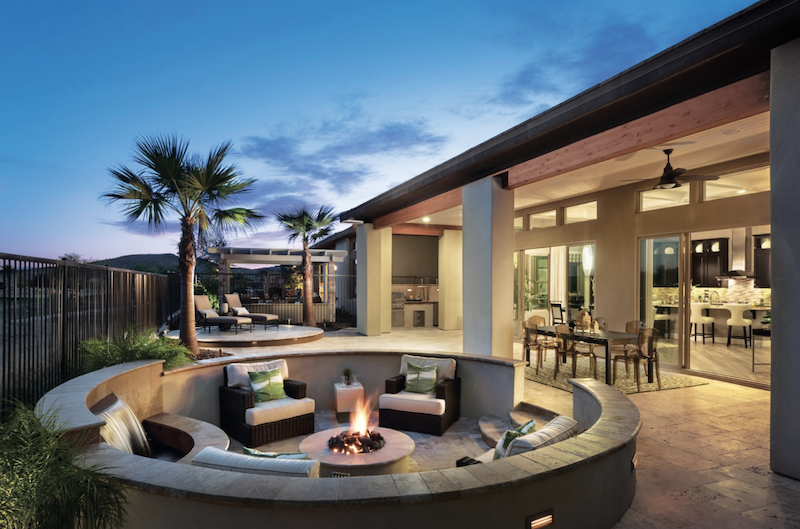 Trilogy ast Vistancia outdoor seating in a circle around the firepit