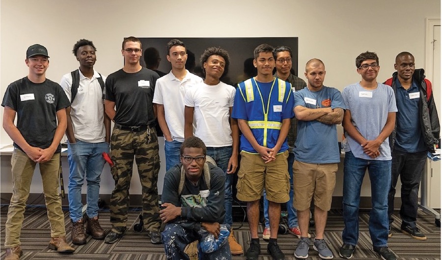 A group of kids in True Homes' Builders Bridge program for high school students