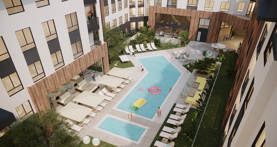 Pool and central courtyard at VRV, a 2020 BALA winner