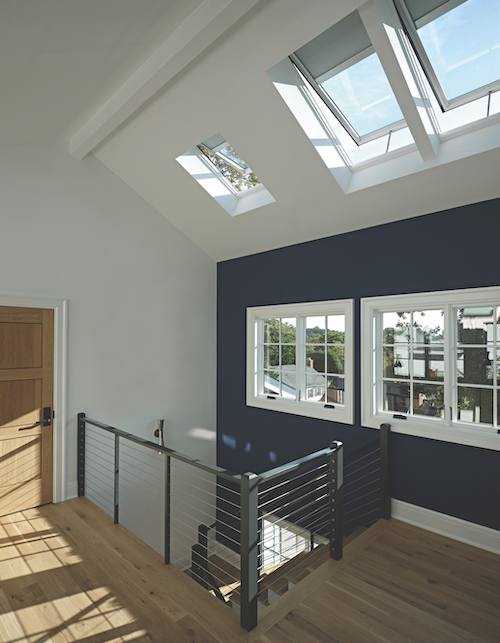 Velux skylights admit natural light and can be used for ventilation