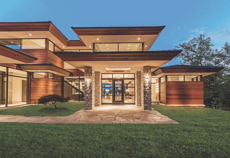 exterior view of Windsor Windows & Doors products installed in a contemporary-style house